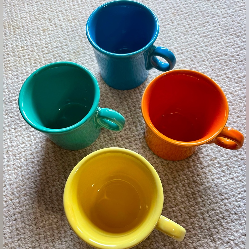 FiestaWare O Ring Handle 4 Coffee Cups Mugs Homer Laughlin